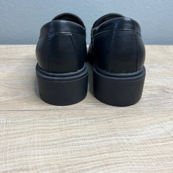 NWOB ESPIRIT Alina Horse Bit Loafers Black Faux Leather Y2K Chunky Sole Heel 7 - Picture 8 of 13